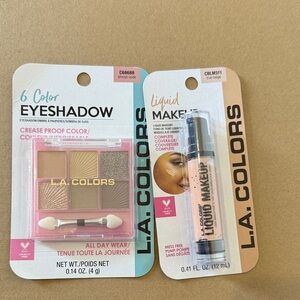 L.A. Colors Eyeshadow Palette and Liquid Makeup - Almond Nude & True Beige